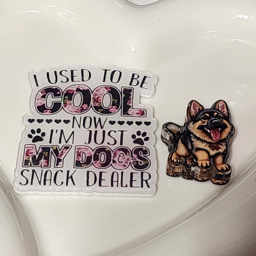 Dog Snack Dealer Flatback Focal Bead German Shephard Beaded Pen Badge Funny